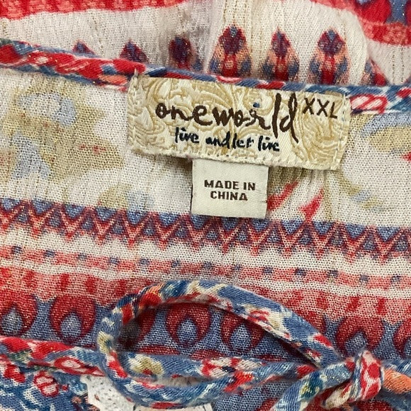 Floral Patchwork Women's Top Loose Boho Short flutter Sleeve Shirts Blouse - Picture 5 of 8